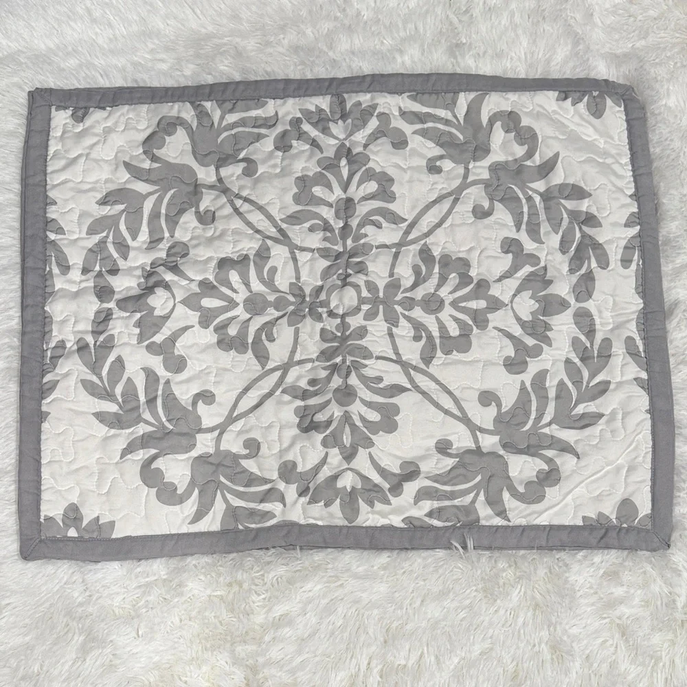 Gray and White Quilted Pullow Sham Set